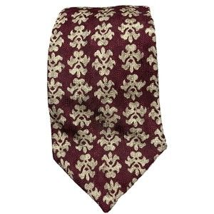 Vintage Evan Picone Tie 100% Silk Burgundy Red Gold Necktie Made in USA 58” X 4”